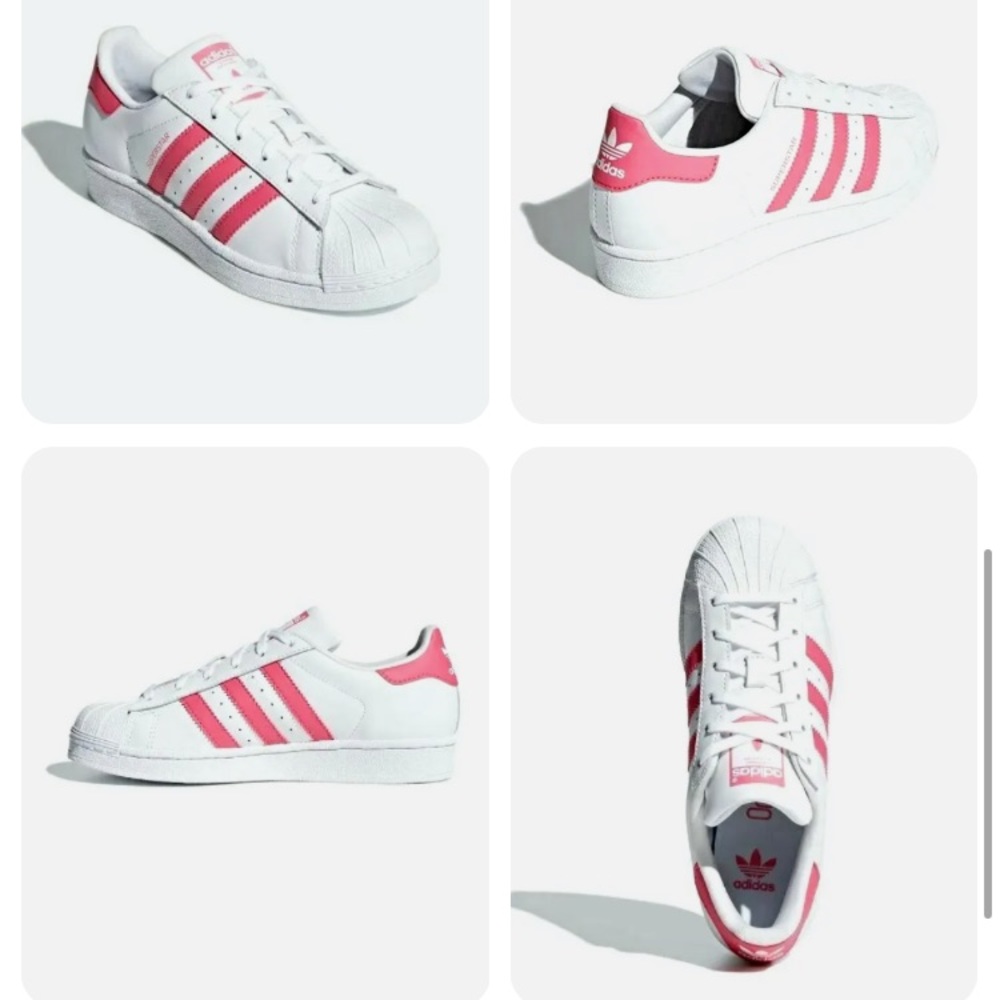 Adidas Youth Original Superstar J Leather White Pink Big Kids CG6608